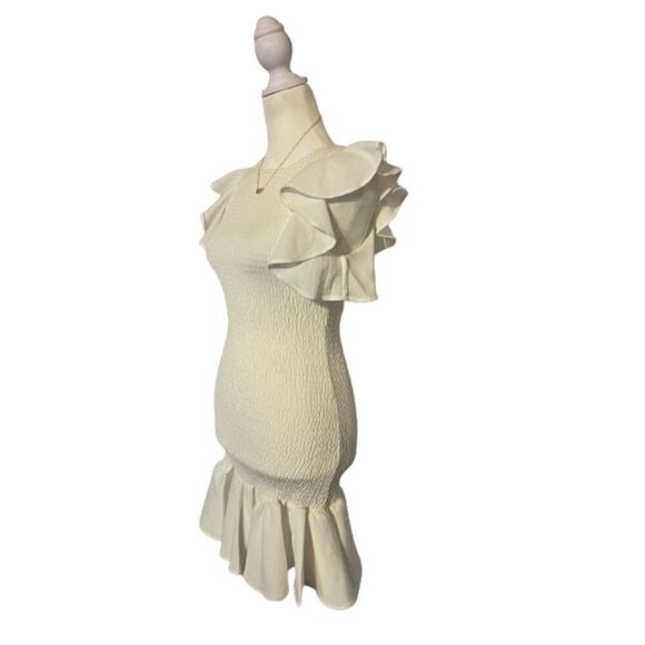 C/Meo Collective Sleeveless Stretch White Ruffle Bodycon Dress Size XS - Picture 2 of 7